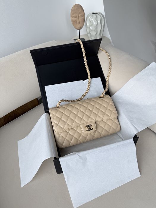 Сумка Chanel Classic Flap 25 см, беж / сумка Шанель 25 см ікра, бежева