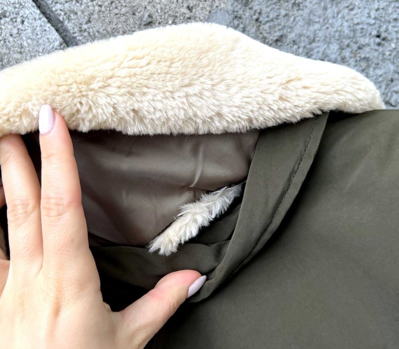 Casaco/Parka/Blusão Zara Man verde tropa matte NOVA gola pêlo