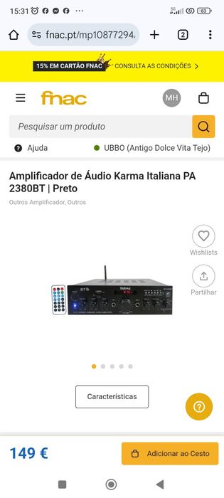 Amplificador Karaoke Stereo com Bluetooth
