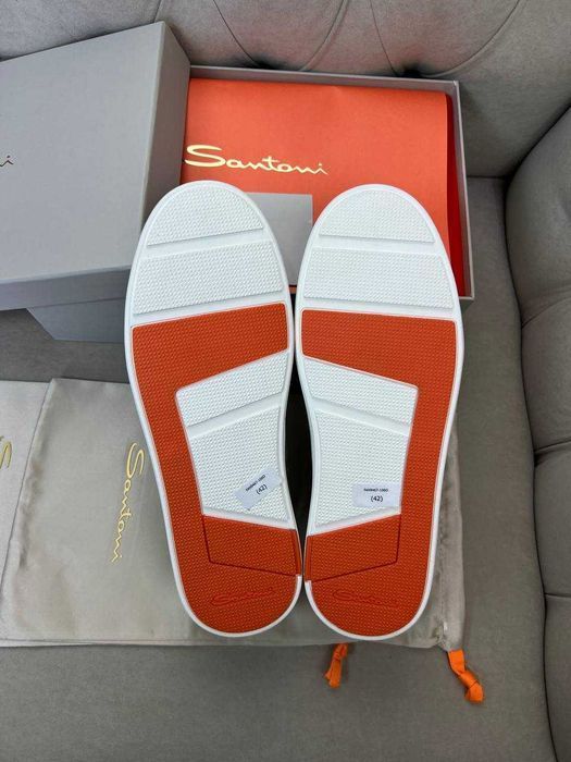 Мужские кожаные кроссовки Santoni замшевые кеды Сантони ob423