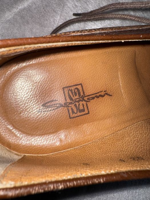 Santoni Crocodile Lizard Pattern Oxford Leather Cap Toe Semi Brogue size 8 42 półbuty wizytowe