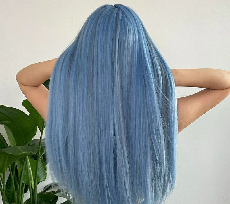 Peruca Azul Cinza