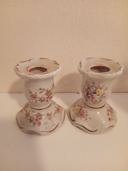 Par porta velas antigo porcelanas Ecof Portugal