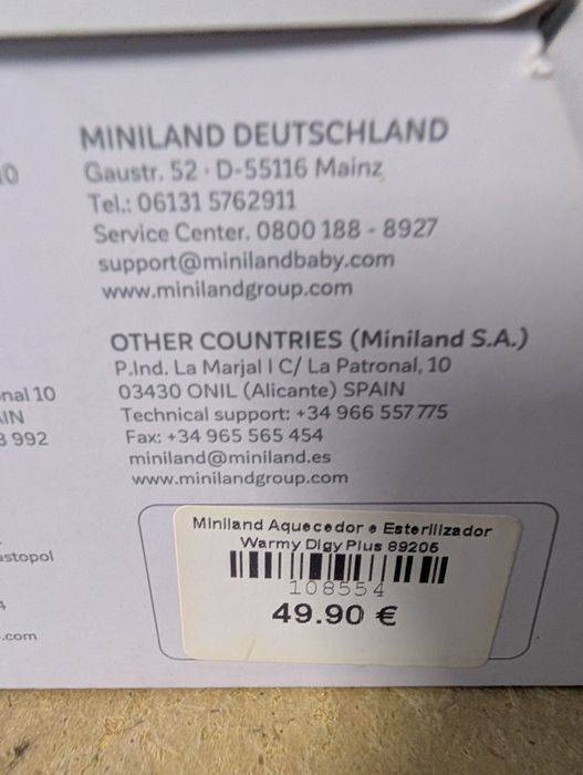 Aquecedor e esterilizador de biberões Miniland