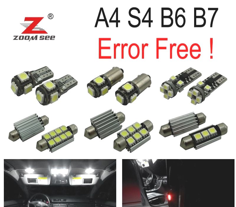 KIT COMPLETO DE 20 LÂMPADAS LED INTERIOR AUDI A4 S4 RS4 B6 B7 2002-2008