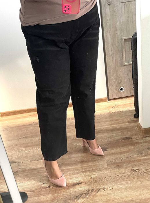 Czarne jeansy plus size 48 45xl proste straight