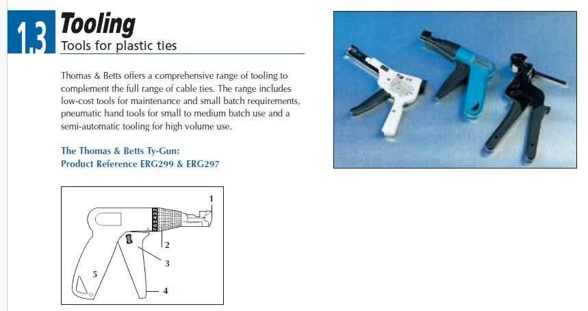 Pistola / Ferramenta ergonômica para aperto e corte de abraçadeiras. Marca Thomas&Betts Modelo ERG-299