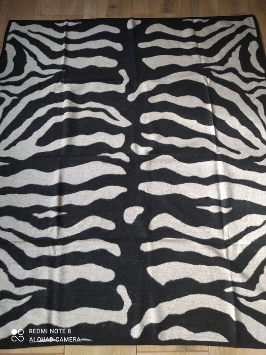 Koc zebra vintage akryl  lata 90  190x160