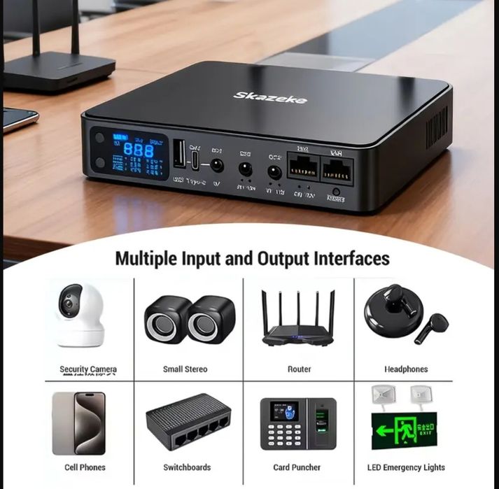 Mini ups, ДБЖ  SKAZEKE 10400mAh, для роутера, міні-ПК, IP-камер, LCD