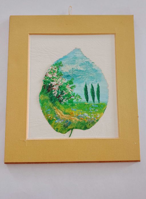 Pejzaże malowane na liściach