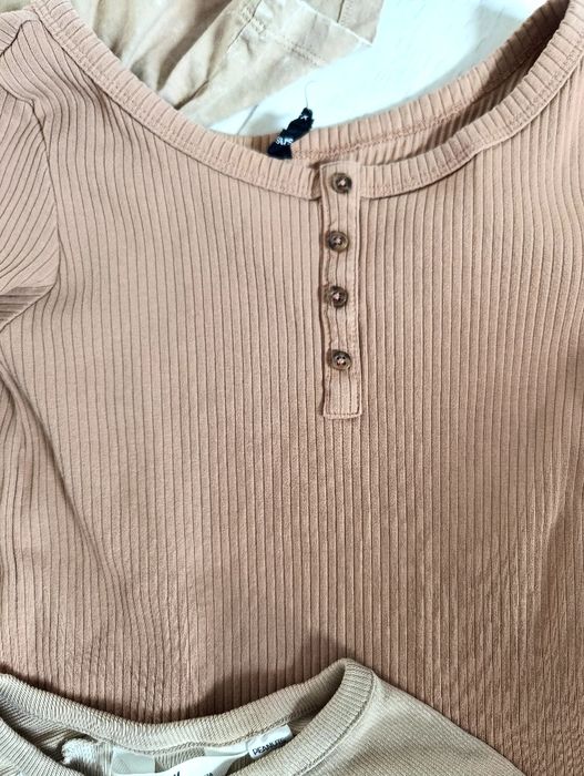 Zestaw topy beżowe brązowe 146/152  H&m snopy