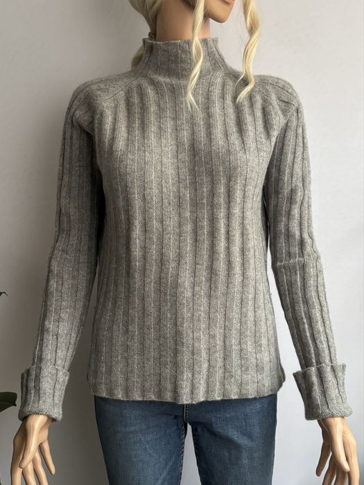 Kaszmirowy szary sweter półgolf damski 100% kaszmir szary 40 l