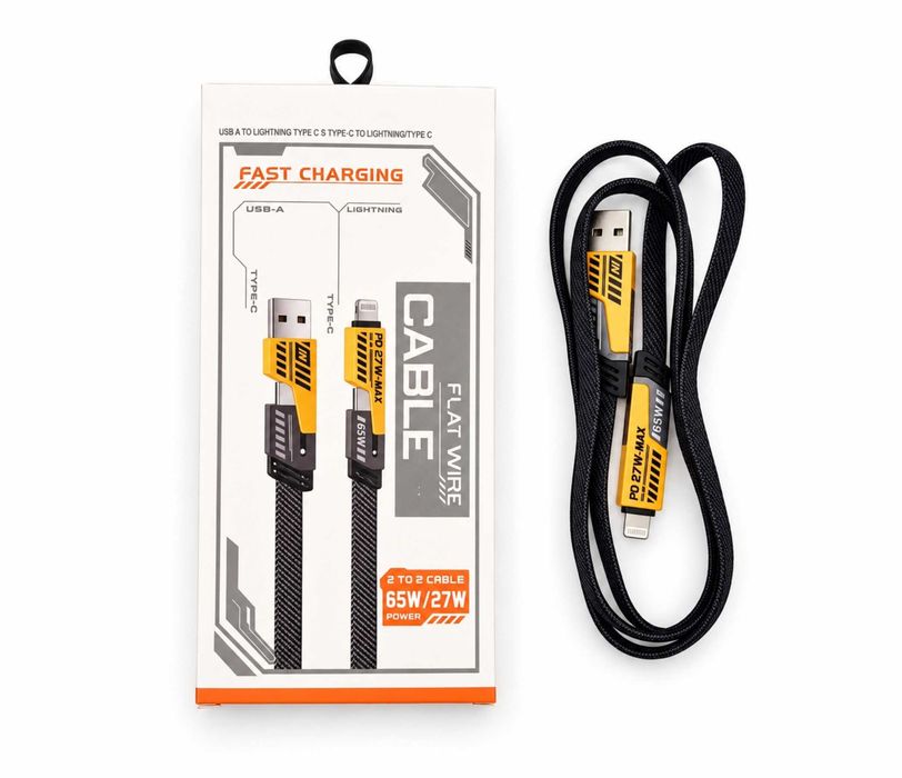 Зарядний кабель 4-в-1 PD 65W, довжина 1м (USB + Type-C → Type-C + Lightning) для iPhone, MacBook, Android, ноутбука і т д