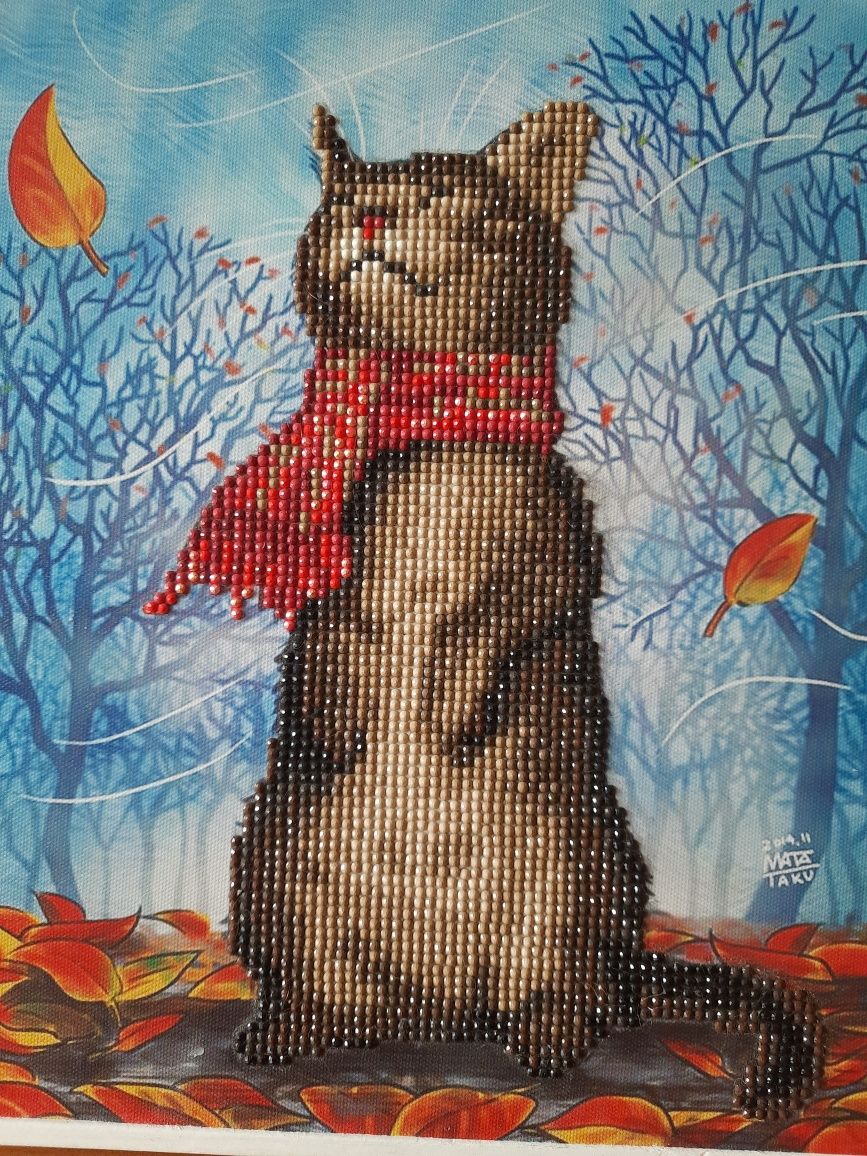 Картина алмазная мозаика, кот в шарфе, котик: 217 грн. - Витвори ...