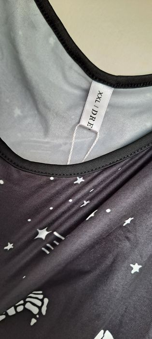 Bluzka, Tunika Kościotrup, Czachy XXL czarna lycra