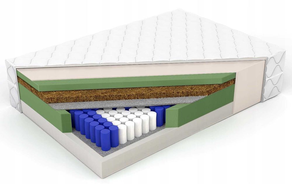 Dobry materac sprężynowy 90 x 200 HR35 /kokos ,L/Z, 7 st