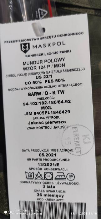 Mundur polowy wzór 124 P/MON.