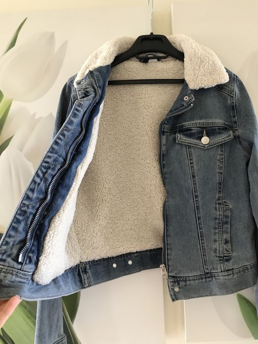 H&M Divided kurtka katana dżinsowa z kożuszkiem S