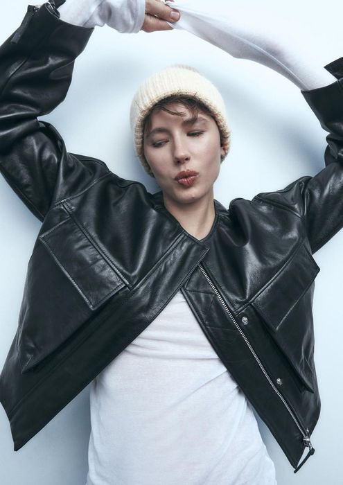 Шапка біні Zara рубчиком М/38 з вмістом вовни
