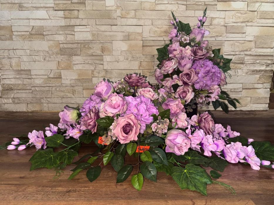 Duży komplet nagrobny wiązanka na cmentarz kwiaty na grób zestaw