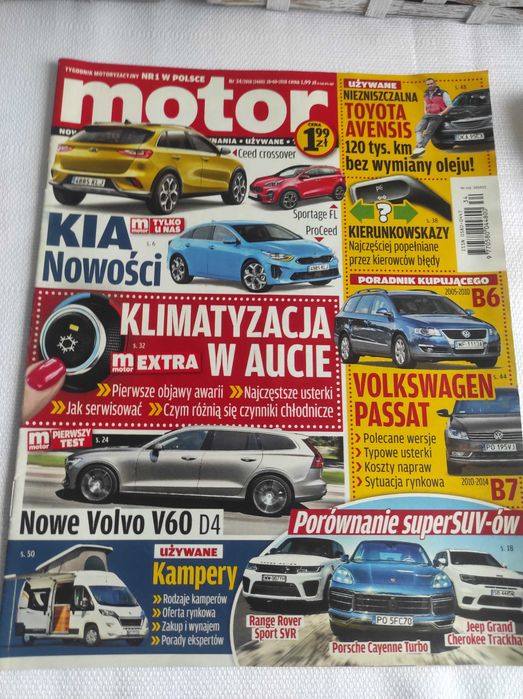 Czasopismo Motor WYSZUKAJ Auto 34/2018 Cherokee C-max Range Rover V60