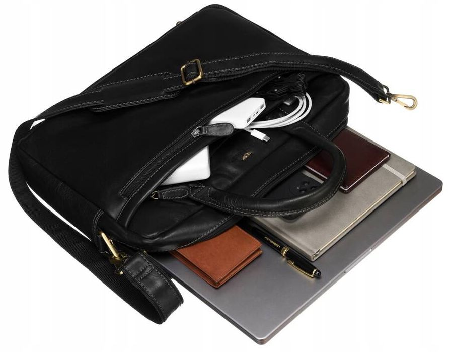 skórzana, męska torba na laptopa - peterson