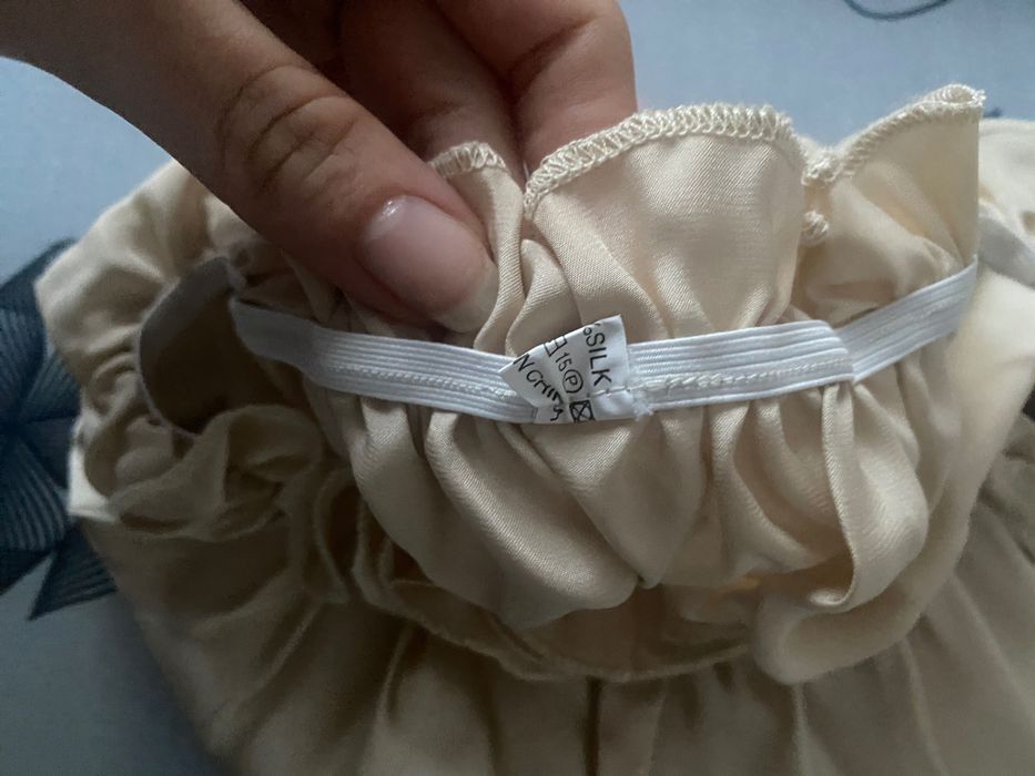 Beżowy czepek na włosy jedwabny