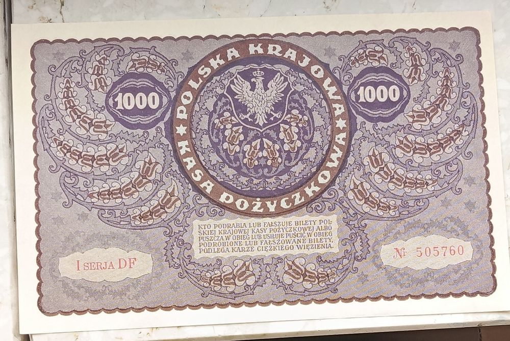 1000 marek Polskich 1919 UNC
