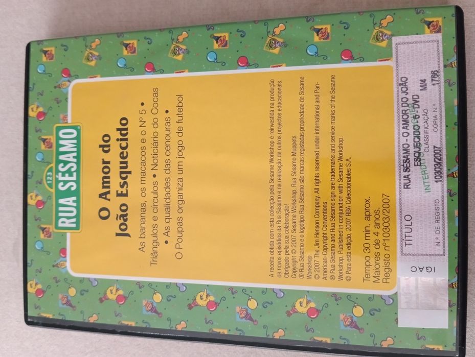 DVD rua sésamo o amor de João esquecido