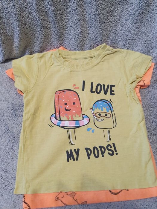 Koszulka 3x, morskie zwierzęta, paski, lody, Matalan, George, r.80