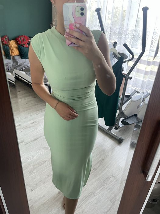 Limonkowa midi sukienka zielona m nowa