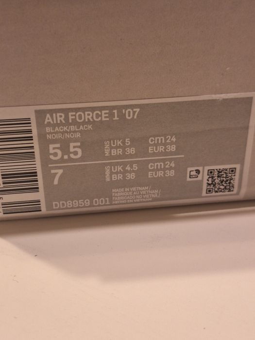 Buty Air Force 1 Czarne Rozmiar 38