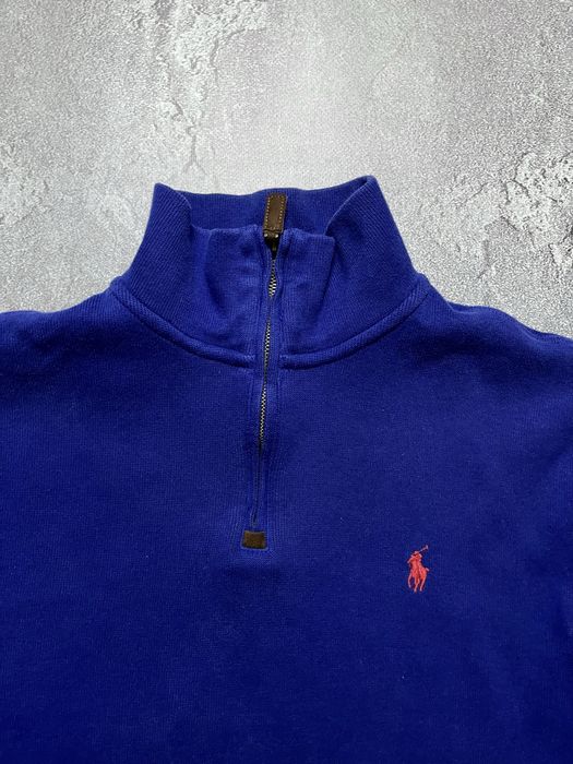Вінтажний Світшот Polo Ralph Lauren поло ральф лаурен 1/3 зіп пів замок chief keef old money синій колір розмір М