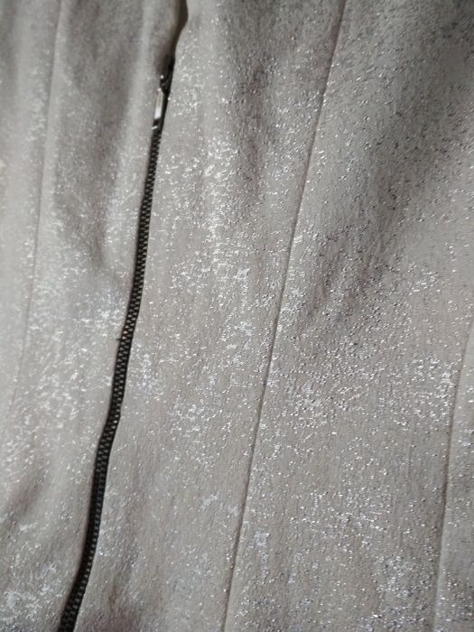 Elegancka srebrna biała bawełniana sukienka biurowa bombka Zara