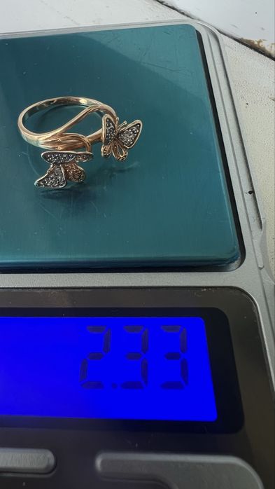 Эксклюзив! Выставочное  золотое кольцо 585 бабочки