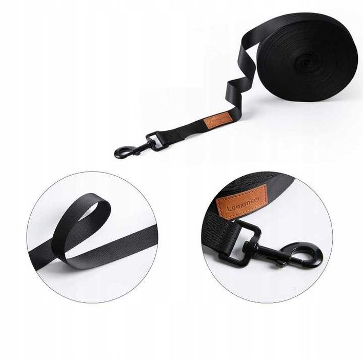 LOOXMEER Smycz Treningowa Dla Psa 20M Czarna NrZw19