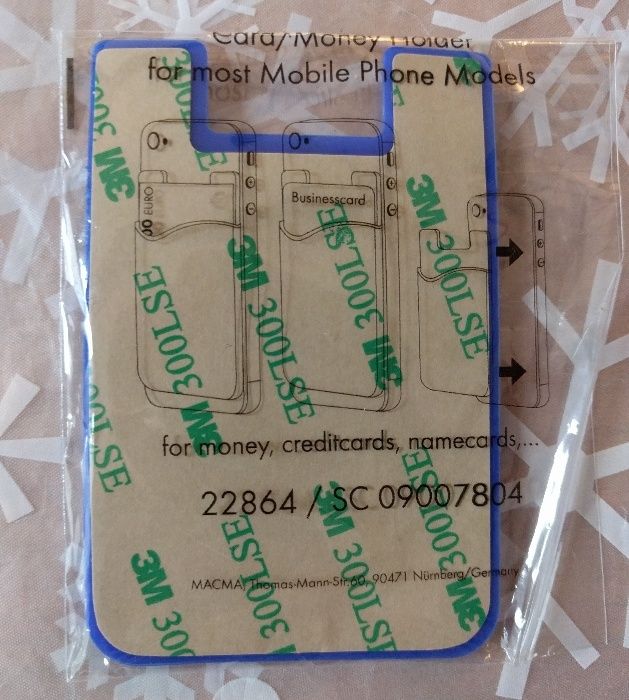 Naklejka - kieszonka na telefon /pieniądze, karty kredytowe, wizytówki