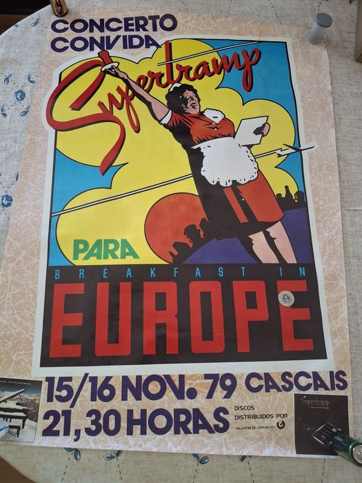 Muito raro cartaz concerto superaram cascais 1979 breakfast in europe