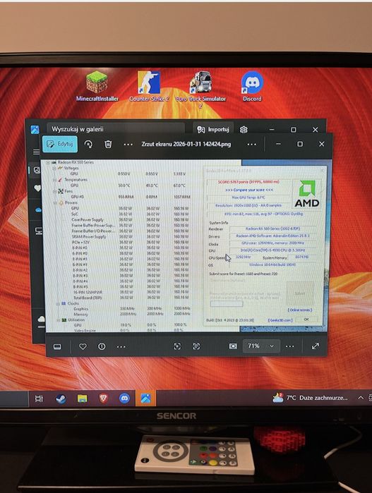 Komputer stacjonarny i5-4590 / 8GB RAM / RX 580 4GB / SSD 223GB / Win 10 Pro