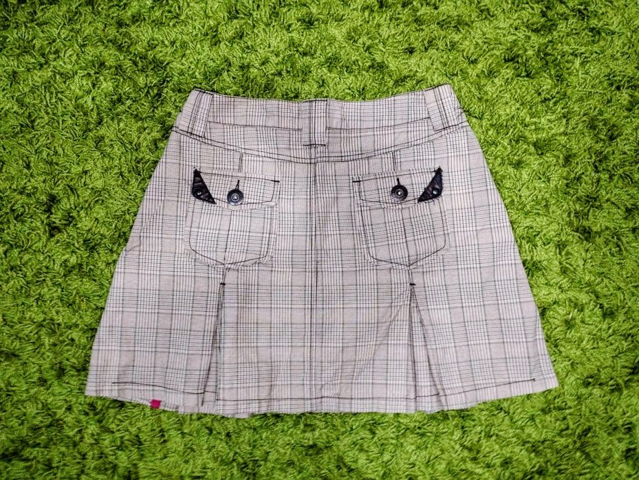 Спідниця коричнева бежева у клітинку