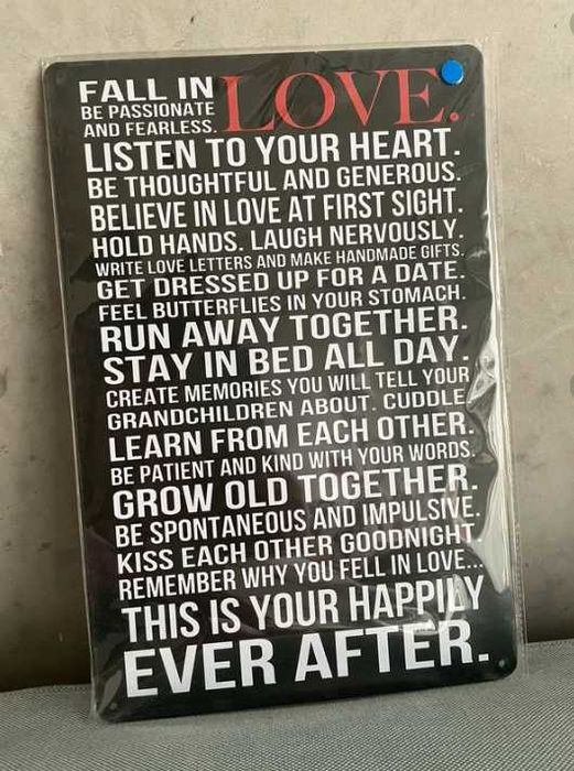 Tabliczka, metalowa tabliczka ozdobna Love