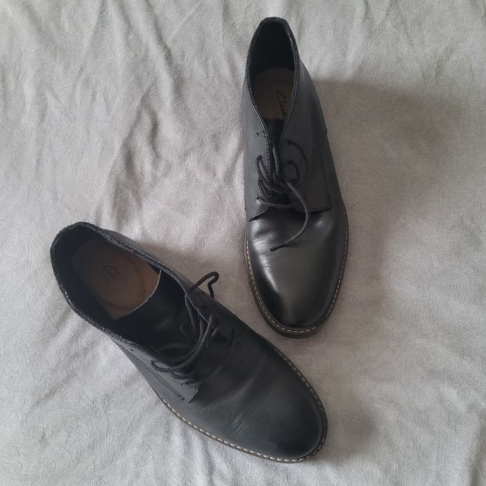 43 clarks paulson mid trzewiki czarne skóra licowa