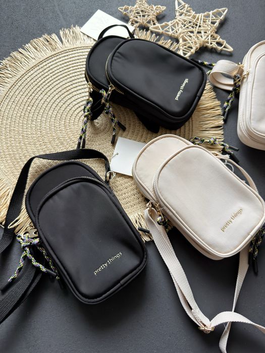 Cумка  ZARA  для смартфона чорна та бежева