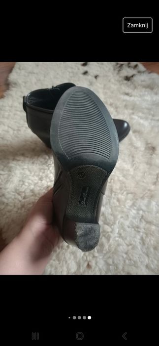 Brązowe botki na obcasie