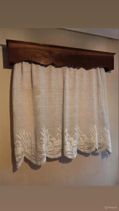 Cortinas de Linho + Sanefas de Madeira Cumaru Brasil (Ler Descrição)