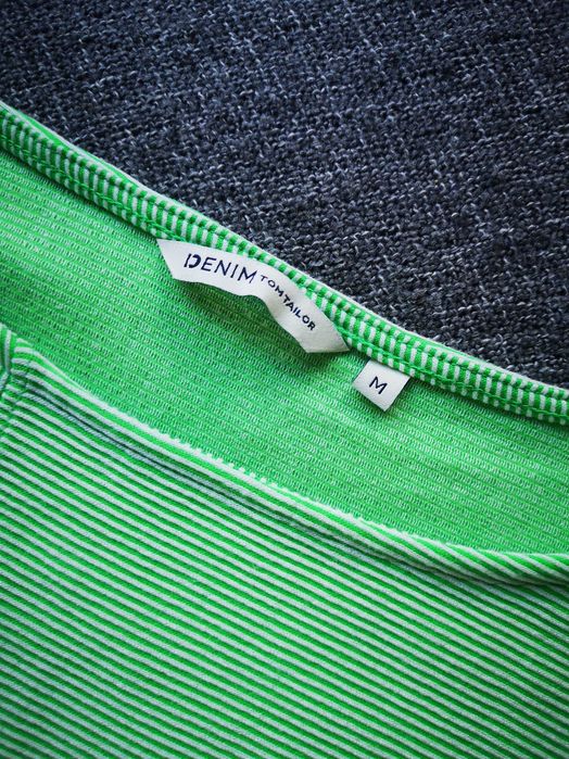 Tom Tailor Denim zielona bluzka w paski ze ściągaczem r. 38/M