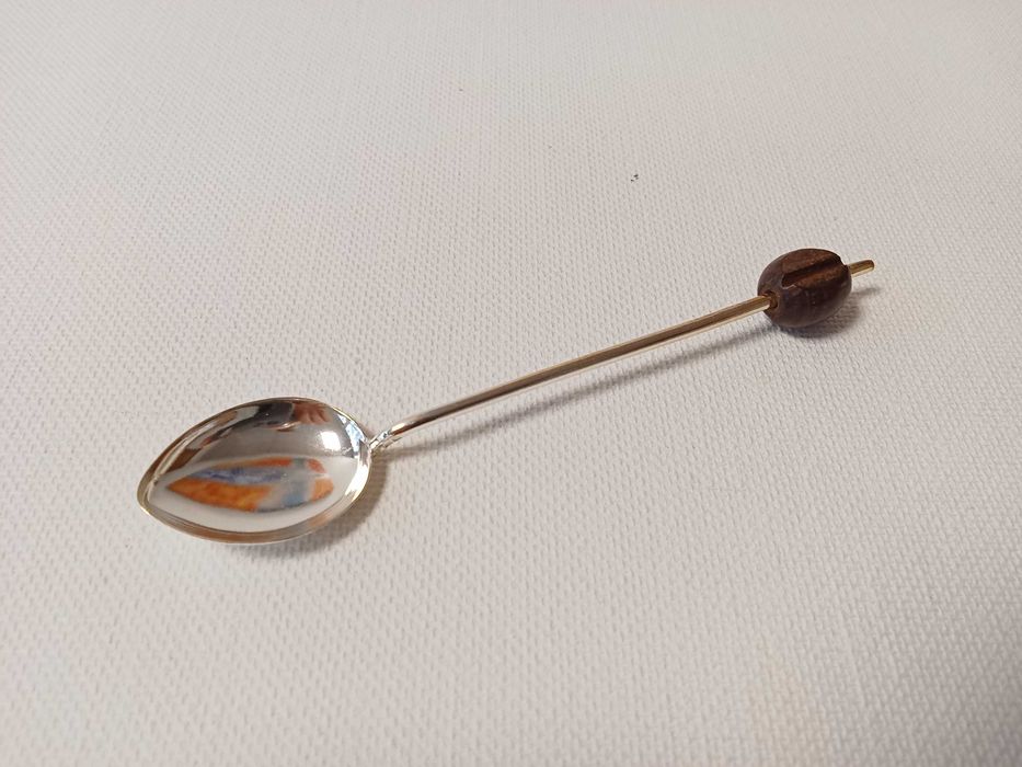 Colheres de Café em Prata com Aplicação  de grão de café