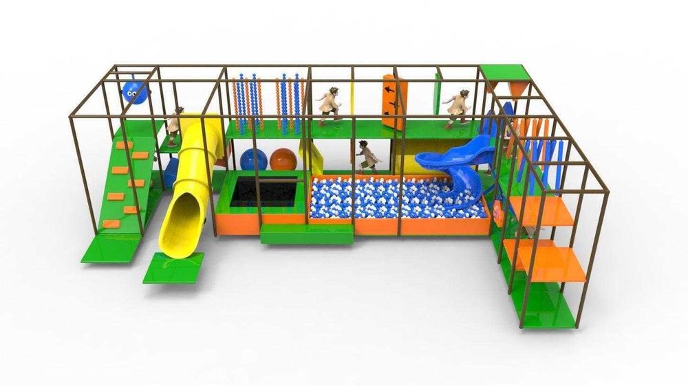 Konstrukcja sali zabaw MAŁPI GAJ 9,5 × 6,5 m – kompletna – MDB Playground