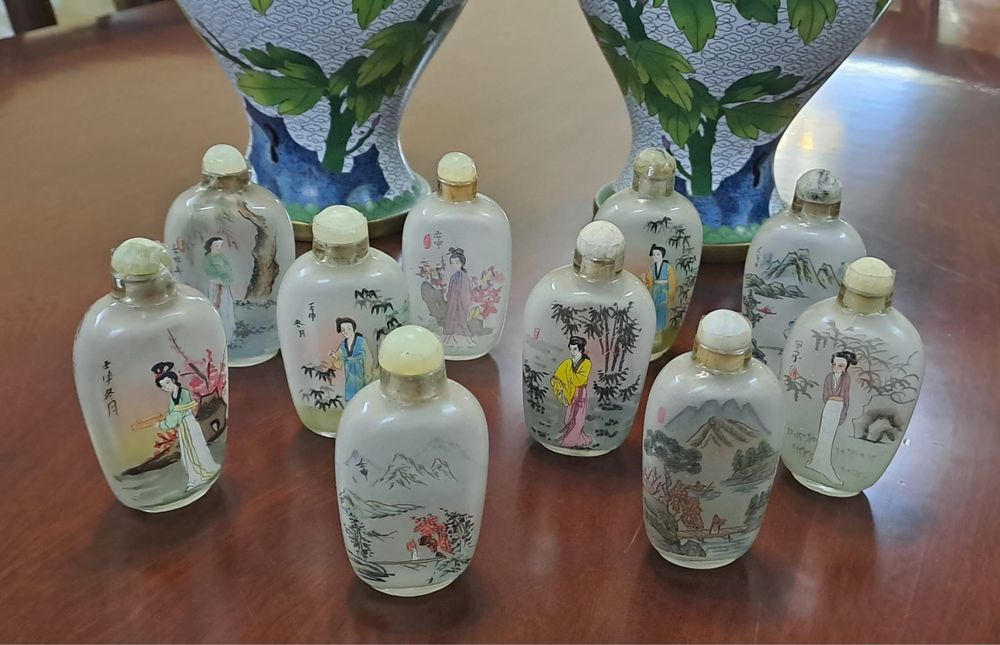 Coleção de frascos Rapé em vidro pintados a mão