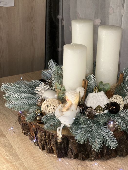 Свічник новорічний підсвічник різдво свічки подарунок декор шишки